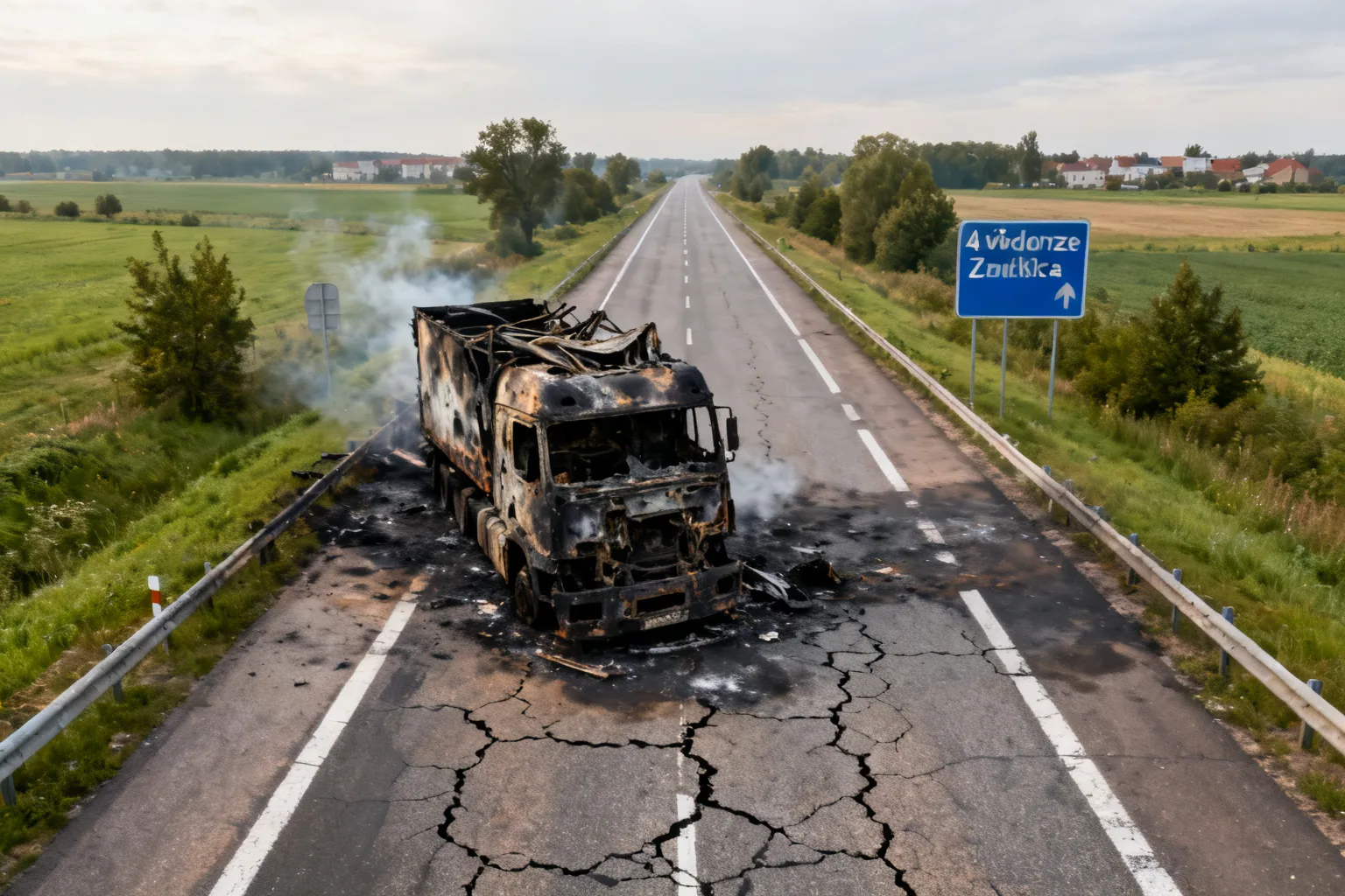 A4 Wądroże Wielkie — pożar ciężarówki zablokował trasę w kierunku Zgorzelca