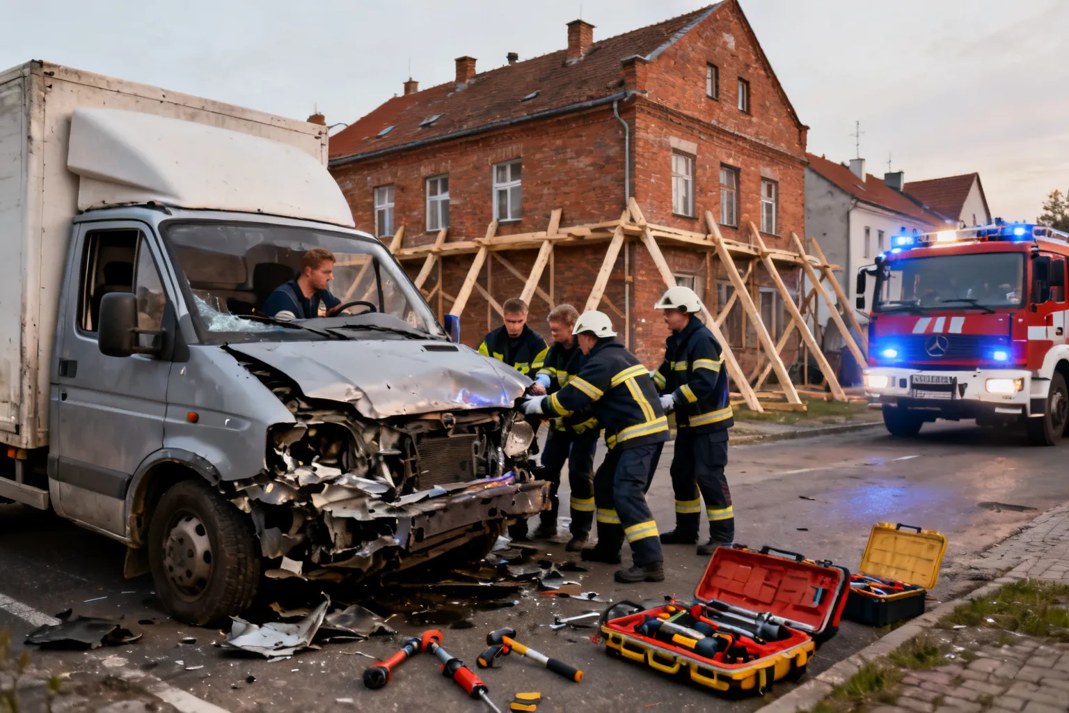 Ciężarówka uderzyła w budynek w Jaworze — kierowcę uwolniono, budynek stabilizowany